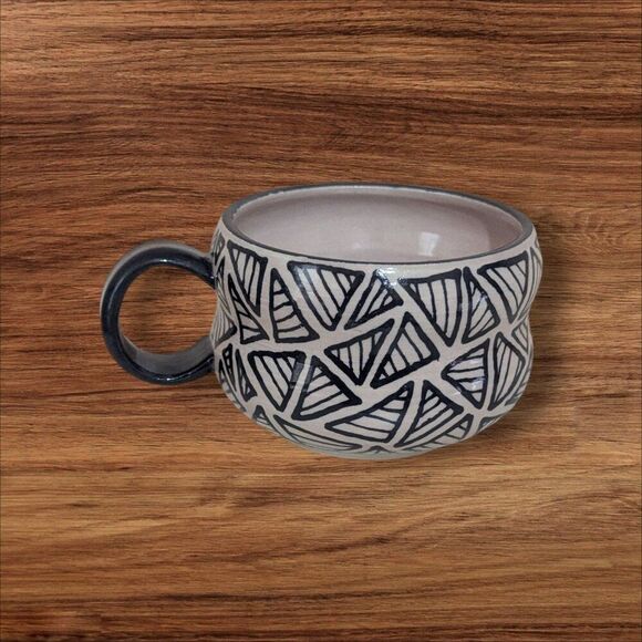 Handmade Ceramic Mug By The Tatted Potter With Geometric Design – 10 Oz coffee - Picture 1 of 11